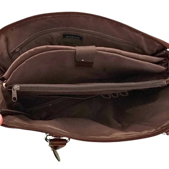 Wilsons Leather Computer Bag Attache 100% Genuine Leather Oxblood Red/Brown - Picture 11 of 13